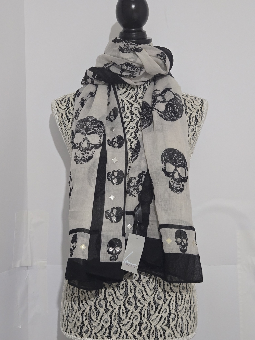 Lane Bryant Black and White Skull Accent Scarf - Picture 3 of 8